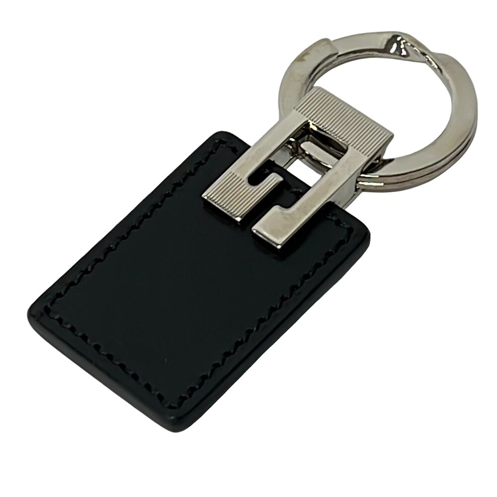 Gucci Bag Charm Black Silver Leather Hardware
